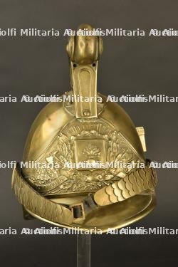 France, casque de sapeur-pompier modele 1855 de Belleme, dans l'Orne. France, model 1855 firefighter helmet from Belleme, Orne.