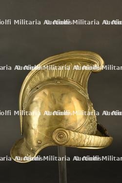 France, casque de sapeur-pompier modele 1855 de Belleme, dans l'Orne. France, model 1855 firefighter helmet from Belleme, Orne. — miniature 6