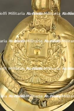 France, casque de sapeur-pompier modele 1855 de Grignoncourt, dans les Vosges. France, model 1855 firefighter helmet from Grignoncourt, Vosges. — miniature 8