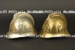 France, lot de deux casques de sapeurs-pompiers de Longwy. France, group of two firefighter helmets from Longwy. — miniature 4