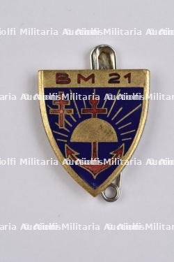 Rare insigne du Bataillon de Marche N°21 de la 1er DFL