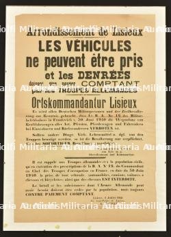 Affiche d'avis à la population de Lisieux