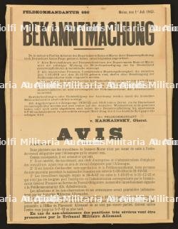 Affiche d'avis à la population de Melun