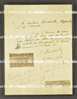 Lettre autographe du Capitaine Bouchardon relative à l'affaire Caillaux