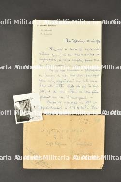 Lettre autographe du héros de la Légion, le Commandant Luis Ramirez de Ribas, ancien officier Vénézuelien, pilote et Commandant du 2-3 Etranger avec photo du fanion du bataillon — photo 1