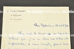 Lettre autographe du héros de la Légion, le Commandant Luis Ramirez de Ribas, ancien officier Vénézuelien, pilote et Commandant du 2-3 Etranger avec photo du fanion du bataillon — photo 4