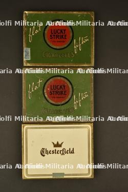 Boites en métal de cigarettes Lucky Strike et Chesterfield