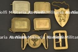 Lot de six boucles d’officiers belges. Set of six Belgian officers’ buckles.