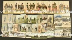 Lot de cent cartes postales et d’un depliant sur l’armee belge avant 1914. Group of one hundred postcards and a leaflet on the Belgian Army before 1914.