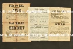 Ville de Hal (Stad Halle), affiches de l’occupation allemande. Town of Halle, posters from the German occupation.
