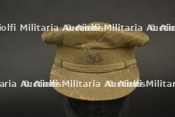 Kepi kaki d’officier belge du 20e regiment de ligne. Khaki Belgian officer’s kepi of the 20th Line Regiment.
