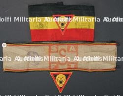 Lot de 2 brassards de resistants belges, Eeklo et Partisans. Set of two Belgian Resistance armbands, Eeklo and Partisans.