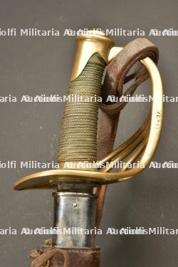 Sabre troupe de cavalerie de ligne modèle 1854 avec dragonne et housse en toile — miniature 3