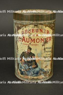 Cinq boîtes en tole sérigraphiée et une carton de chocolat, biscuits et petit déjeuner période 1ere guerre — miniature 2