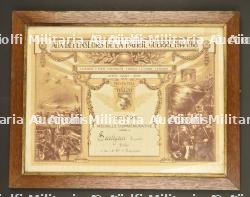Lot de cadres de diplomes et médailles de soldats dont un chasseur du 116e Bataillon avec 5 citations, blessé en Alsace en 1915