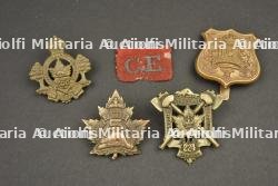 Lot de 5 insignes de Pionniers, Génie, Forestiers et Construction canadiens ww1