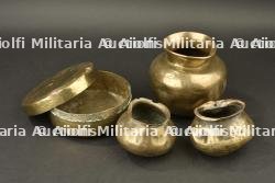 Lot de 2 pots Lota, un pot Kalash et 2 plats thali formant gamelle de l'armée des Indes — photo 1