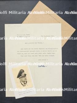 LETTRE + ENVELOPPE DU MAJOR GOLLOB À OBERLEHERE JOSEF WESELY + PHOTO. , PARIS, LE 30 JANVIER 1943