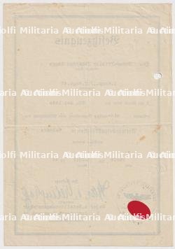 DIPLÔME DE L'INSIGNE DES BLESSES EN NOIR , VERWUNDETENABZEICHEN IN SCHWARZ , FREIHER VON VITINGHOFF , PARIS, 08-07-1940. — miniature 2