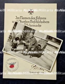 DIPLÔME DU RAPPEL 1939 DE LA CROIX DE FER 2.KLASSE 1914 , SPANGE ZUM EISERNENKREUZ 2. KLASSE , KARL-GEORG SCHUSTER , PARIS, 12-11-1940 — photo 1
