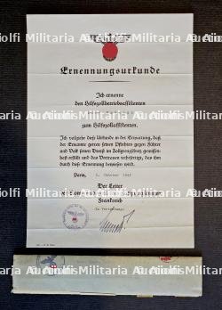 DIPLÔME DE NOMINATION D’ASSITANT D’AUXILLIAIRE DE LA DOUANE AVEC ENVELOPPE D’ORIGINE , ERNENNUNGSURKUNDE ZUM HILFZOLLASSISTENTEN , PARIS, 01-10-1942 — photo 2