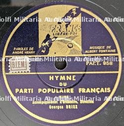 TROIS DISQUE 78 TOURS DE PERSONNALITES DE LA COLLABORATION , MARÉCHAL PÉTAIN (1856-1951), PHILIPPE HENRIOT (1889-1944), JACQUES DORIOT (1898-1945) — photo 4