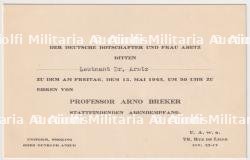 INVITATION À LA SOIRÉE D’INAUGURATION DE L'EXPOSITION D’ARNO BREKER À L’AMBASSADE D'ALLEMAGNE , 15-05-1942 , DR. ARNTZ — miniature 5