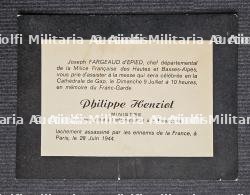LOT DE DEUX DOCUMENTS SUR LES OBSÈQUES DE PHILIPPE HENRIOT(1889-1944). — photo 3