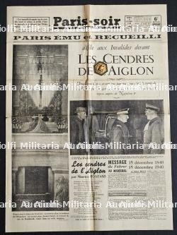 LOT SUR LE RETOUR DES CENDRES DE L’AIGLON, JOURNAL PARIS-SOIR (16-12-1940) + MÉDAILLE DE L’AIGLON — photo 1