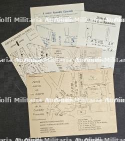 LOT DE TRACTS (X5) INDIQUANT LES ABRIS DE DÉFENSE PASSIVE DE SALLES DE SPECTACLES PARISIENNES