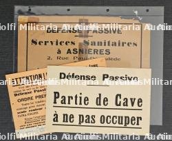LOT DE TROIS AFFICHETTES SUR LE THÈME DE LA DÉFENSE PASSIVE