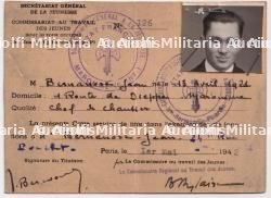 LOT DE CARTES D’IDENTITÉ DU SECRÉTARIAT GÉNÉRAL DE LA JEUNESSE, COMMISSARIAT AU TRAVAIL DES JEUNES POUR LA ZONE OCCUPÉE — photo 3