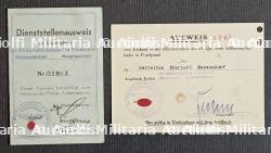 LOT DE LAISSEZ-PASSER (X2) DE L’ÉTAT-MAJOR DE COMMANDEMENT DU MILITÄRBEFEHLSHABER IN FRANKREICH DE L’HÔTEL MAJESTIC À PARIS.