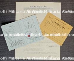 LOT DE DOCUMENTS SUR LE ,PARISER ZEITUNG » , LAISSEZ-PASSER DE LA REICHSPRESSKAMMER, COURRIER ET BULLETIN D’ABONNEMENT — miniature 2