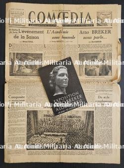LOT ARNO BREKER(1900-1991). DÉPLIANT DE L’EXPOSITION ARNO BREKER À L’ORANGERIE (15 MAI-31 JUILLET 1942) ET EXEMPLAIRE DU JOURNAL COMOEDIA(4-12-1943) — photo 1