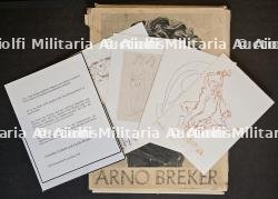 LOT ARNO BREKER(1900-1991). PORTFOLIO DE REPRODUCTIONS D’ŒUVRES DU SCULPTEUR, CARTES, REPRODUCTIONS DE DESSINS NUMÉROTÉES OU SIGNÉES ET FAIRE-PART DE DÉCÈS — photo 1
