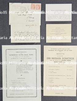DEUX PROGRAMMES DE CONCERTS À LA CATHÉDRALE NOTRE-DAME DE PARIS SOUS LE PATRONAGE DU KOMMANDANT VON GROSS-PARIS ET CARTES DE VISITE DE MGR. BAUDRILLART(1859-1942) — miniature 2