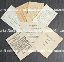LOT DE CARTES D’ADMISSION EN ALLEMAND POUR DES CONCERTS ET SOIRÉES MUSICALES DONNÉES DANS LA CATHÉDRALE NOTRE-DAME DE PARIS SOUS LE PATRONAGE DU KOMMANDANT VON GROSS-PARIS — photo 1