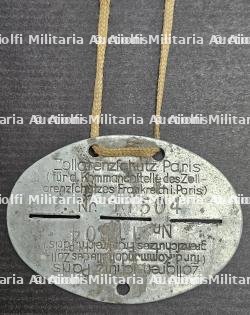 PLAQUE D’IDENTIFICATION MILITAIRE (EK) D’UN MEMBRE DES DOUANES ALLEMANDES ou « ZOLLGRENZSCHUTZ