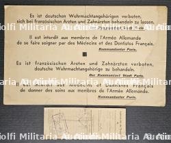 RARE PANCARTE CARTONNÉE D’INTERDICTION SANITAIRE ÉMISE PAR LE KOMMANDANT DU GROSS-PARIS — photo 2
