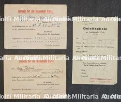 LAISSER-PASSER PRÉCOCE (X2) DU DÉBUT DE L’OCCUPATION DE PARIS PAR LA 30È ET 56È DIVISION D’INFANTERIE POUR DES SOLDATS DE LA WEHRMACHT