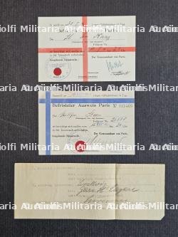 LOT DE LAISSEZ-PASSER TEMPORAIRES (X2) POUR DES SOLDATS DE LA WEHRMACHT À PARIS