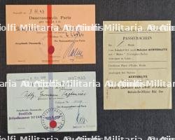 LAISSEZ-PASSER PERMANENT (X2) POUR DES SOLDATS DE LA WEHRMACHT À PARIS