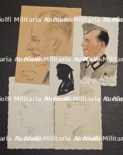 LOT DE DESSINS , CARICATURES DE SOLDATS ALLEMANDS PAR DES ARTISTES PARISIENS — photo 1