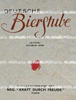 LOT DE MENUS DE LA BRASSERIE ALLEMANDE (« DEUTSCHE BIERSTUBE ») DU SOLDATENTHEATER « EMPIRE » ET PROGRAMME D’UNE SOIRÉE DE LA HEER DU 06-05-1943 — miniature 2