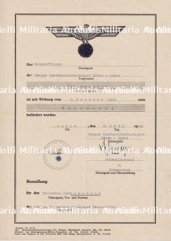 NOMINATION AU RANG DE FELDWEBEL POUR UN MEMBRE DU HEERESSTREIFENDIENST GROSS-PARIS , PARIS 09-03-1943 — photo 1