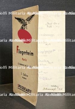 MENU FLIEGERHEIM « COURCELLES » , PARIS, 19-04-1941 — photo 2