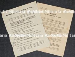 LOT DE FICHES D’INFORMATIONS (MERKBLATT) (X2) DESTINÉES AU SOLDAT ALLEMAND POUR LEUR VISITE DE PARIS — photo 1