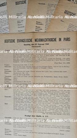 LOT DE 7 FEUILLES DE MESSES DE L’ÉGLISE PROTESTANTE DE LA WEHRMACHT 1943-1944 — photo 2