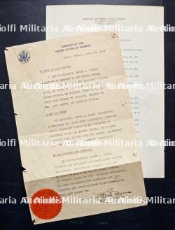 ATTESTATION DE PROPRIÉTÉ ÉMISE PAR L’AMBASSADE DES ÉTATS-UNIS D'AMÉRIQUE (PARIS, 23-04-1941) + LISTE RÉVISÉE DES CONNECTIONS TELEPHONIQUES DE NUIT ET DES VACANCES DE L’AMBASSADE